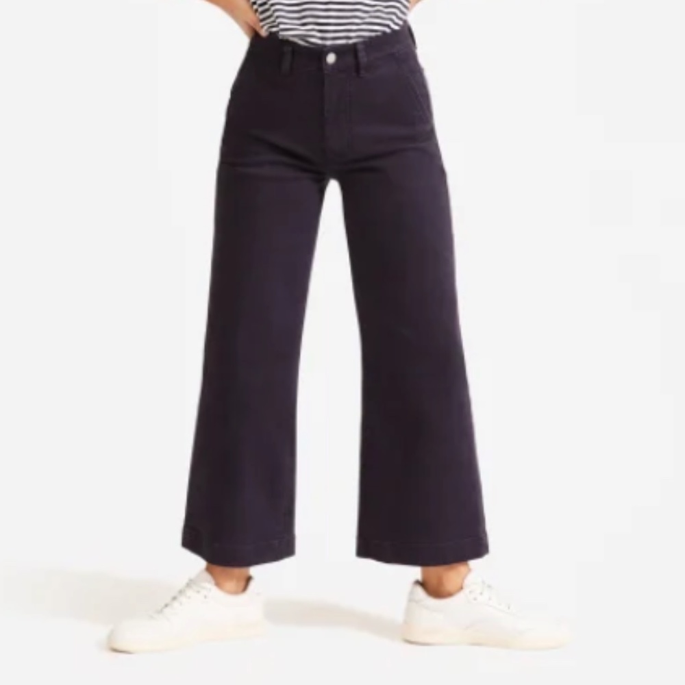 Everlane Wide Leg Crop Pant, Navy, Sz. 8